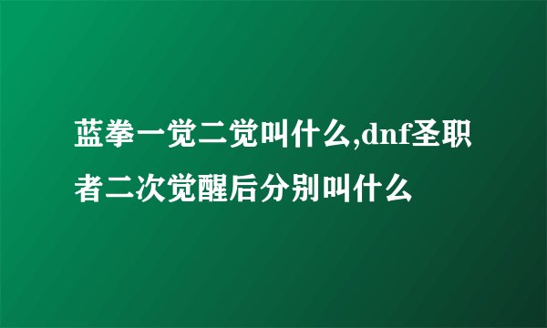 蓝拳一觉二觉叫什么,dnf圣职者二次觉醒后分别叫什么