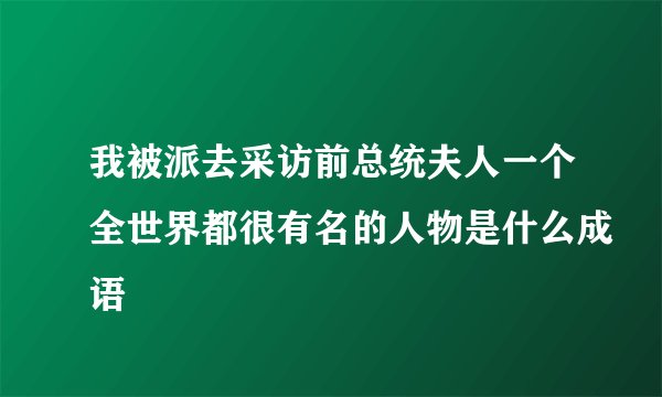 我被派去采访前总统夫人一个全世界都很有名的人物是什么成语