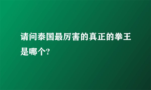 请问泰国最厉害的真正的拳王是哪个?