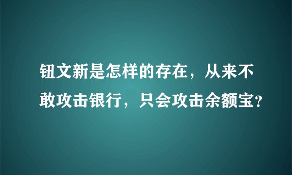 钮文新是怎样的存在，从来不敢攻击银行，只会攻击余额宝？