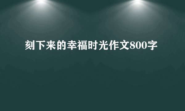 刻下来的幸福时光作文800字