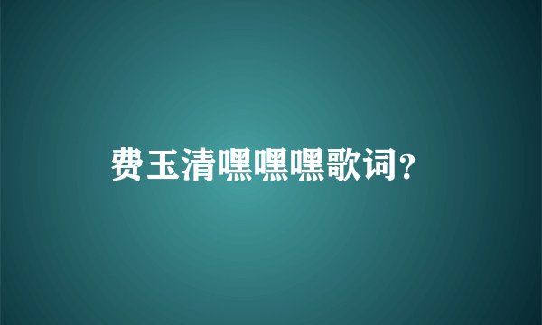 费玉清嘿嘿嘿歌词？