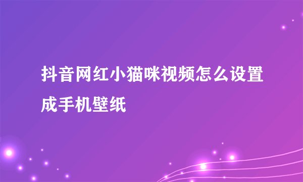 抖音网红小猫咪视频怎么设置成手机壁纸