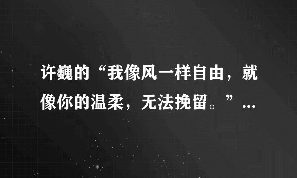 许巍的“我像风一样自由，就像你的温柔，无法挽留。”歌名是什么