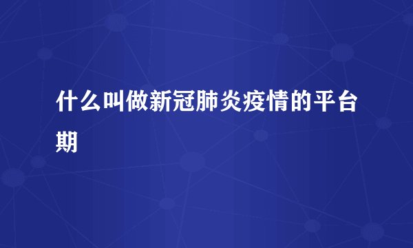 什么叫做新冠肺炎疫情的平台期