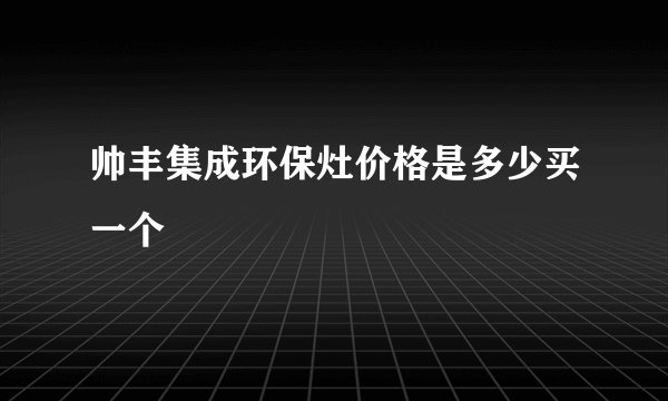 帅丰集成环保灶价格是多少买一个