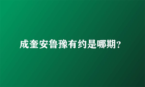 成奎安鲁豫有约是哪期？