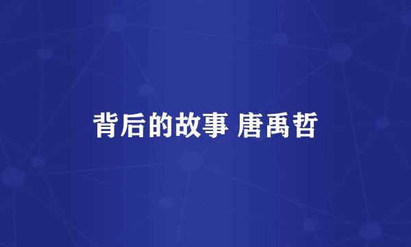 背后的故事 唐禹哲