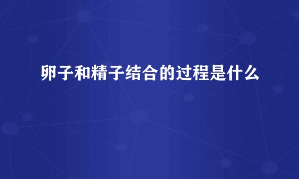 卵子和精子结合的过程是什么