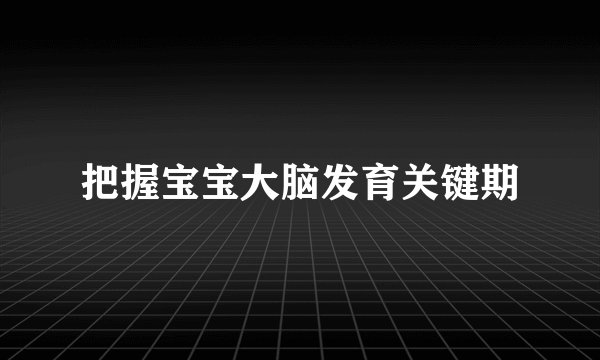 把握宝宝大脑发育关键期