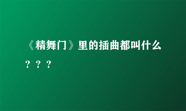 《精舞门》里的插曲都叫什么？？？