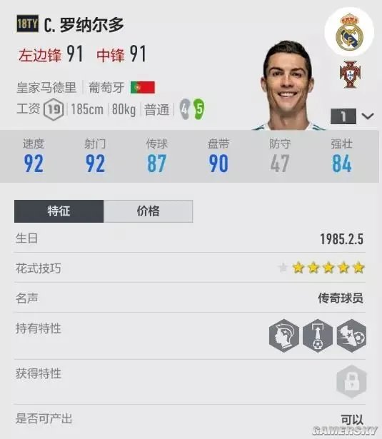绝对巨星 《FIFA Online4》18TOTY球员推荐