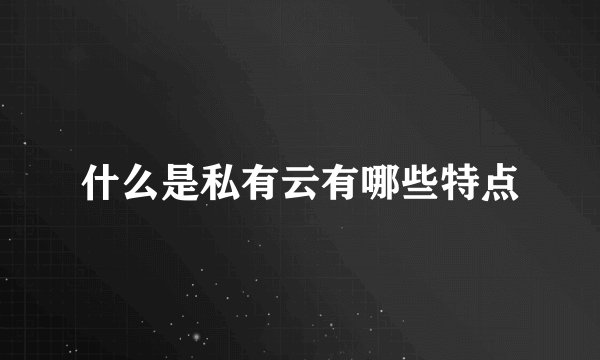 什么是私有云有哪些特点