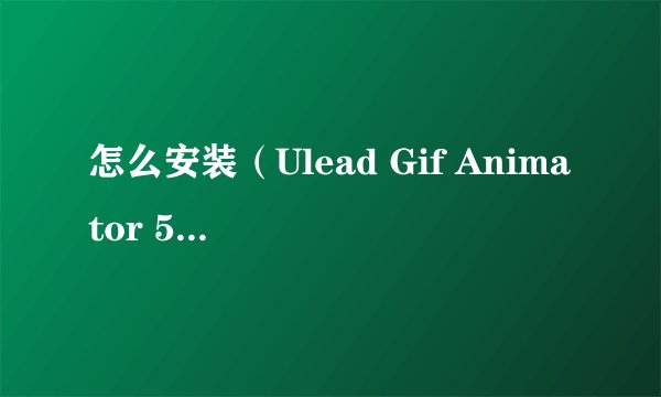 怎么安装（Ulead Gif Animator 5中文正式版）这个软件 ？？