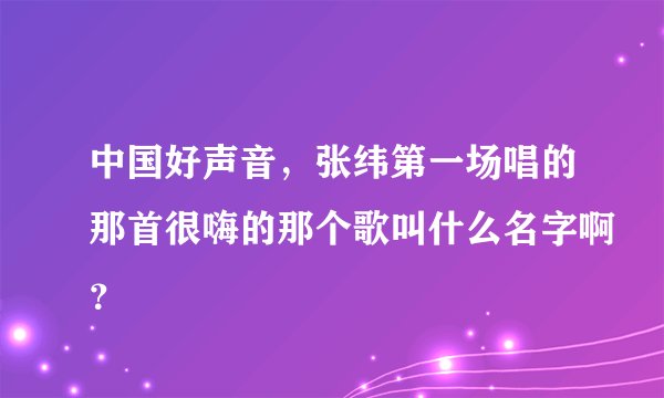 中国好声音，张纬第一场唱的那首很嗨的那个歌叫什么名字啊？