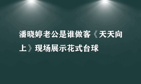 潘晓婷老公是谁做客《天天向上》现场展示花式台球