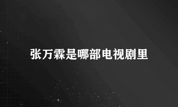 张万霖是哪部电视剧里