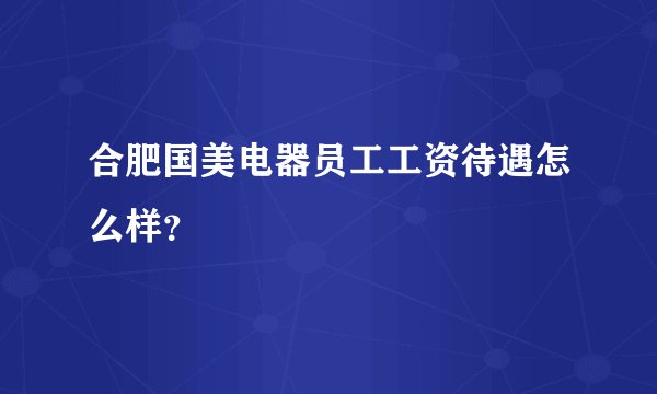 合肥国美电器员工工资待遇怎么样?