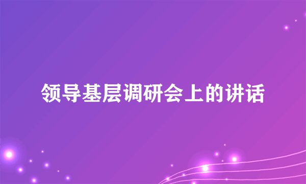领导基层调研会上的讲话