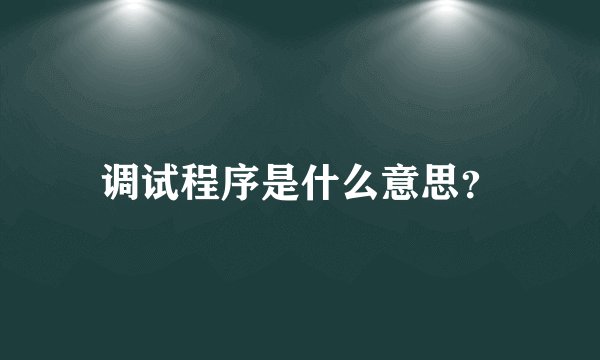 调试程序是什么意思？