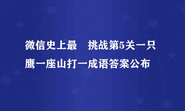 微信史上最囧挑战第5关一只鹰一座山打一成语答案公布