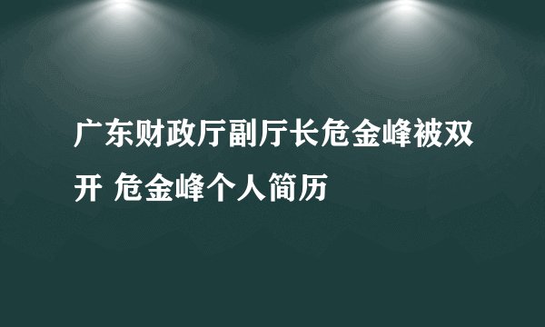 广东财政厅副厅长危金峰被双开 危金峰个人简历