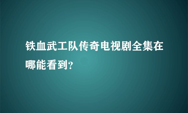 铁血武工队传奇电视剧全集在哪能看到？