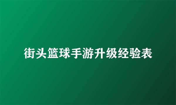 街头篮球手游升级经验表