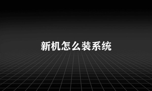 新机怎么装系统