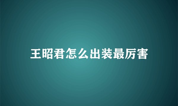 王昭君怎么出装最厉害