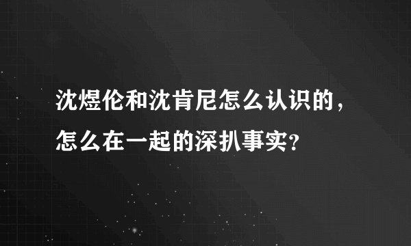 沈煜伦和沈肯尼怎么认识的，怎么在一起的深扒事实？
