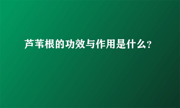 芦苇根的功效与作用是什么？