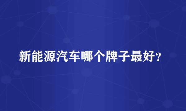 新能源汽车哪个牌子最好？