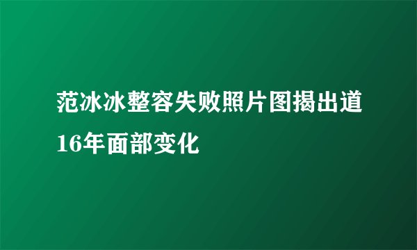 范冰冰整容失败照片图揭出道16年面部变化