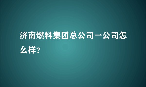 济南燃料集团总公司一公司怎么样？