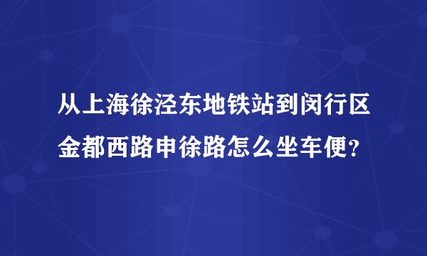 从上海徐泾东地铁站到闵行区金都西路申徐路怎么坐车便？