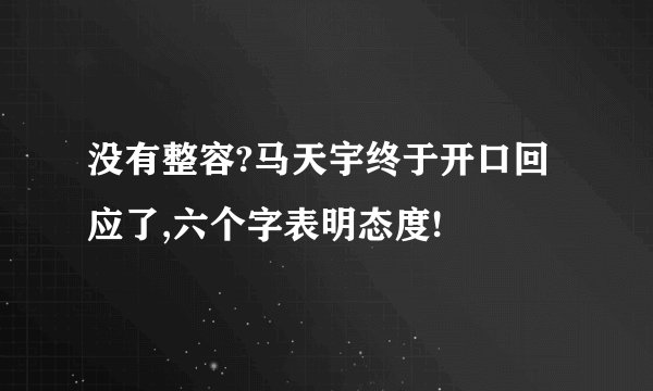 没有整容?马天宇终于开口回应了,六个字表明态度!
