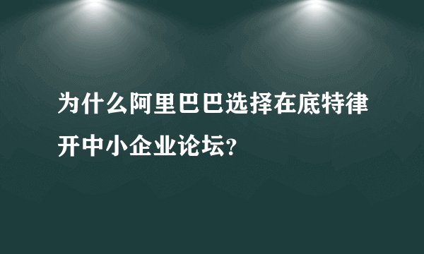 为什么阿里巴巴选择在底特律开中小企业论坛？