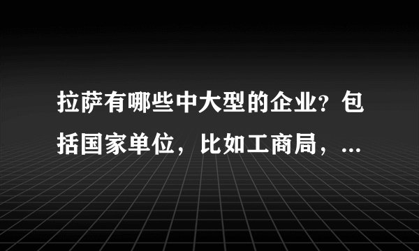 拉萨有哪些中大型的企业？包括国家单位，比如工商局，法院等都可以，请完整列举出来