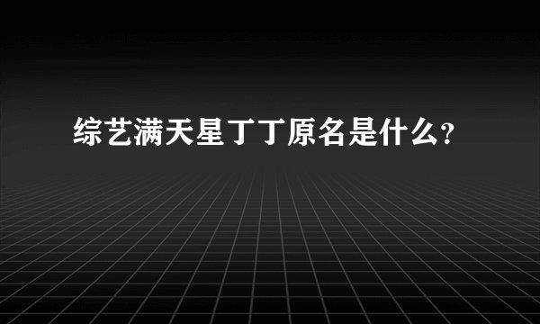 综艺满天星丁丁原名是什么？