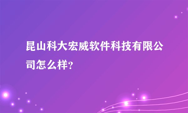 昆山科大宏威软件科技有限公司怎么样？