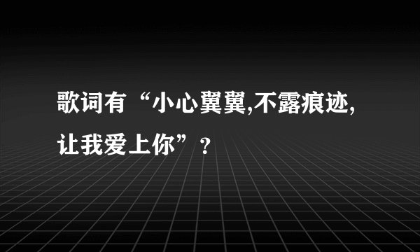 歌词有“小心翼翼,不露痕迹,让我爱上你”？
