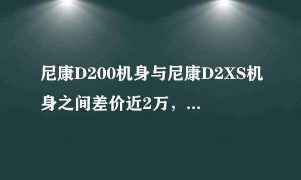 尼康D200机身与尼康D2XS机身之间差价近2万，从性能来看，两款相机的差别大吗？