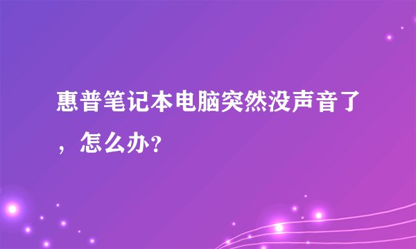 惠普笔记本电脑突然没声音了，怎么办？