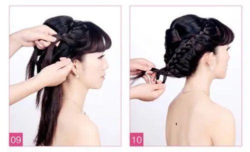 斜刘海新娘发型图片 2017斜刘海编辫子发型图解