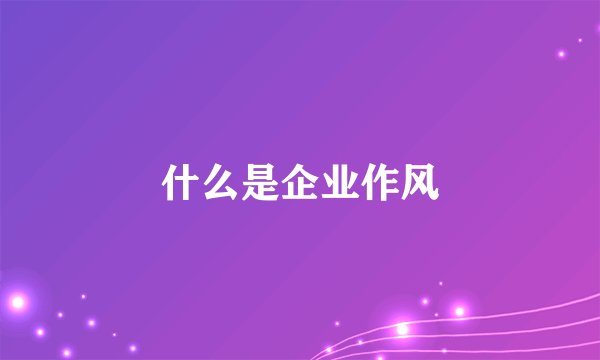 什么是企业作风