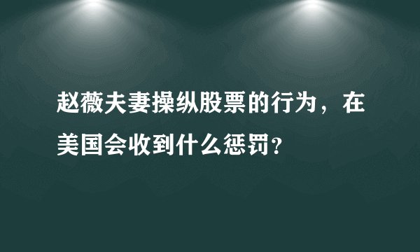 赵薇夫妻操纵股票的行为，在美国会收到什么惩罚？