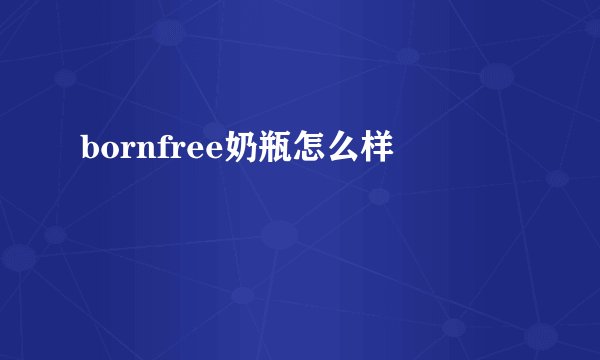 bornfree奶瓶怎么样