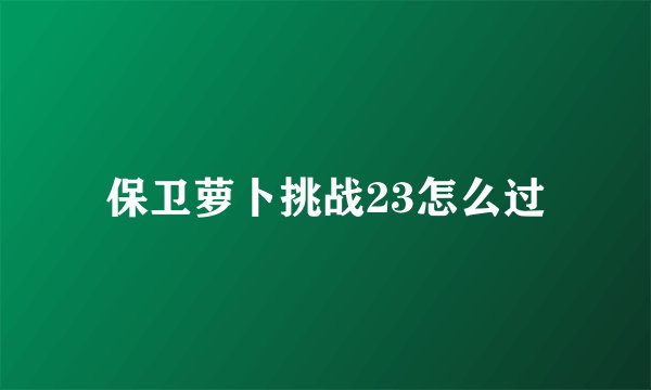 保卫萝卜挑战23怎么过