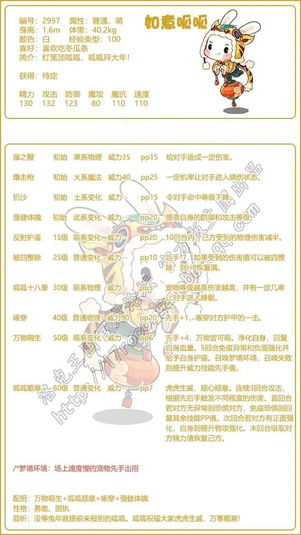 洛克王国如意呱呱技能表分享